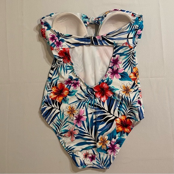 Time and True Sz S Tropical Floral One Piece Swimsuit - Picture 2 of 3
